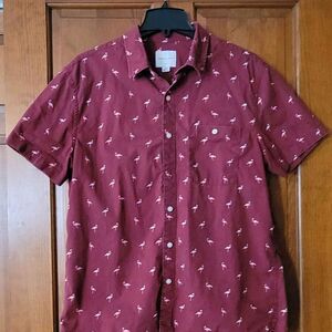 Men's Size Large American Eagle Casual Button Down with Flamingos